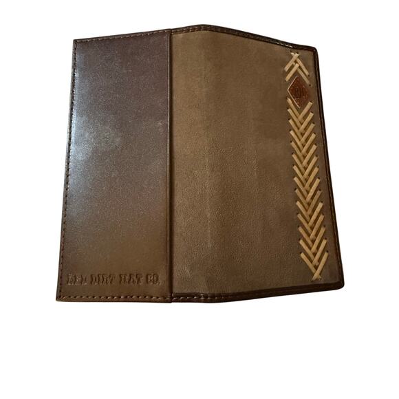 Red Dirt Hat Company Taupe Roughout With Herringbone Rawhid Rodeo Wallet, NWT - Picture 4 of 7